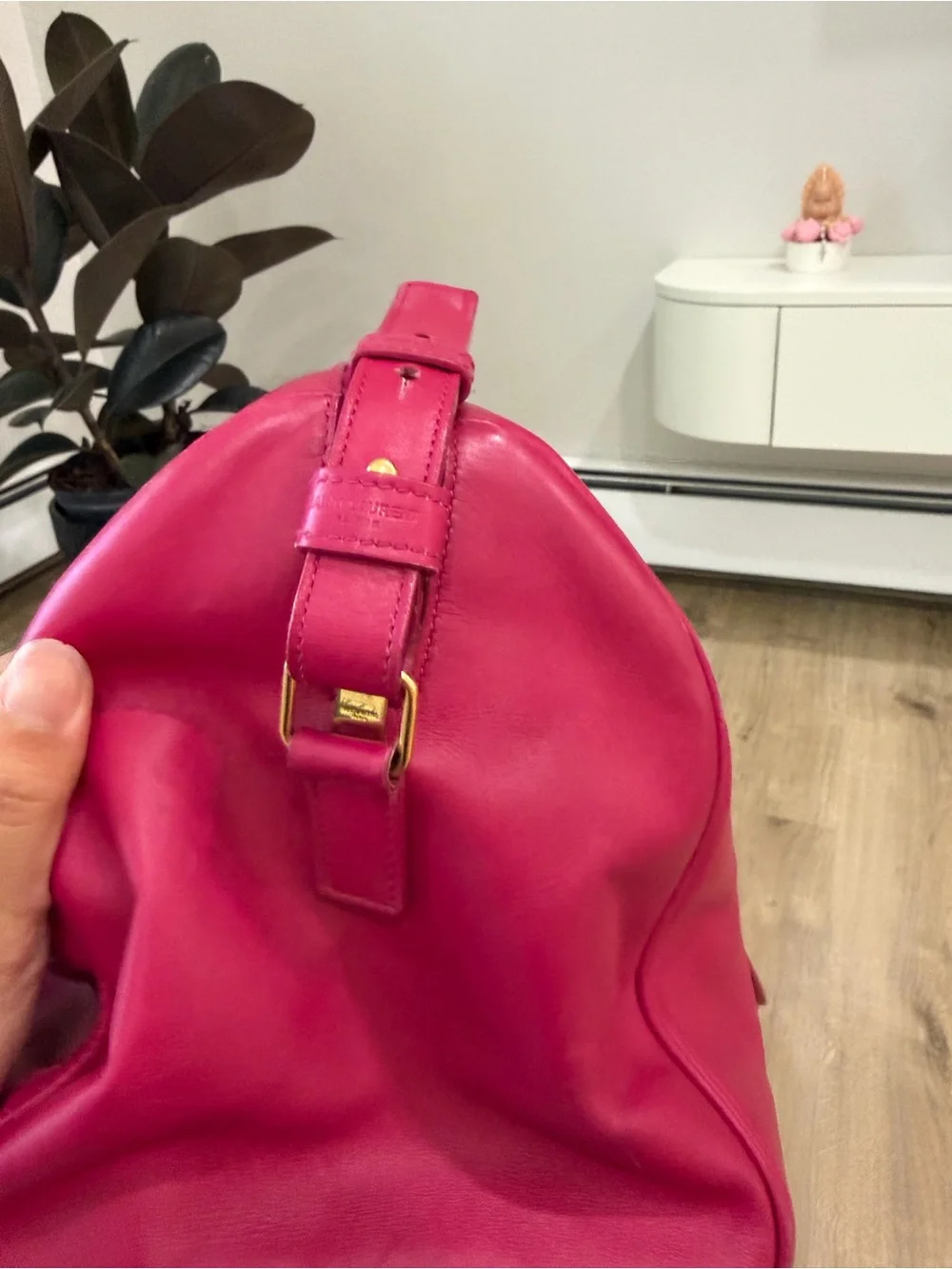 Saint Laurent Fuchsia Leather Satchel